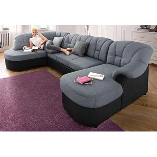 DOMO. collection DOMO collection Wohnlandschaft »Flores«, auch in Leder-Bezug, B/T/H: 293/180/86 cm, U-Form« wahlw. mit Bettfunktion, wahlw. mit Federkern, Unser Dauertiefpreis, silberfarben),