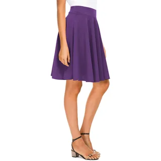 Urban CoCo Damen Basic Vielseitiger Stretch Ausgestellter Casual Midi Skater Rock, deep Purple, Mittel