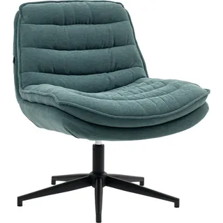 HOMCOM Bürostuhl Schreibtischstuhl ohne Armlehnen mit breiter Sitzfläche, Schneidersitz Stuhl Doppellagige dicke Drehstuhl mit Leinenoptik, Dunkelgrün - dunkelgrün