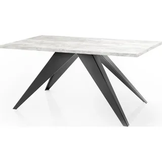 WFL Group Esstisch Vance rechteckig ausziehbar, Grauer Beton 160-260/90/76 cm , Holzwerkstoff , Rechteckig,Rechteckig , 90x76x160 cm , Esszimmer, Esstische