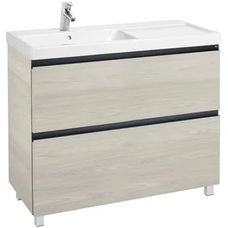 Waschbecken Posicion links + Unterschrank 2 Schubladen Unik Lander Roca, 100 x 46 x 86 cm, Esche (Referenz: A851427434)