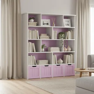 Bücherregal - Aufbewahrungsschrank - Bücherkorb - Wandregal - Schubladenschrank - Holzkasten mit 5 Etagen - Mit 4 Schubladen und offenen Regalböden