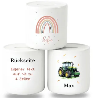 smartaini Personalisierte Spardose für Kinder mit Namen – Porzellan Kinderspardose personalisiert – Sparschwein Kinder Sparbüchse – Geschenk zur Geburt, Taufe oder Geburtstag (Regenbogen)