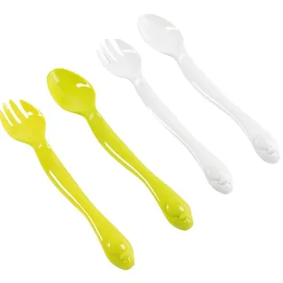 Poupy Pinguin-Besteckset aus Kunststoff für Kinder, BPA-frei, waschbar und wiederverwendbar, mit ergonomischem Griff und abgerundeter Form