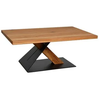 Linea Natura Couchtisch , Schwarz, Eichefarben , Holz, Metall , Eiche , Schichtholz, vollmassiv, 2-Schicht , rechteckig , Z-Form, Säule , 70x45x110 cm , Wohnzimmer, Wohnzimmertische, Couchtische, Couchtische eckig