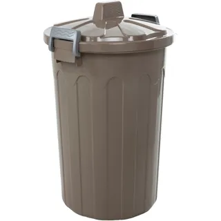 Abfalleimer mit Deckel 50 Liter Rinde metallisch