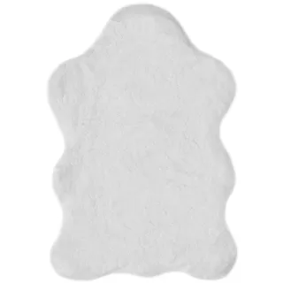 -LUXOR- living Fellteppich Coste gemütlicher weicher Hochflor Kunstfell Teppich 55 x 80 cm weiß