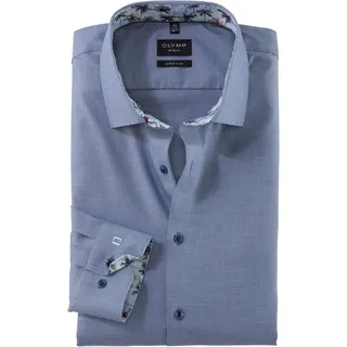 OLYMP Businesshemd »No 6 six« Manschetten und Krageninnenseite mit kontrastfarbenen Muster, blau