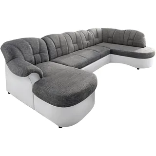 DOMO collection Wohnlandschaft »Flores auch in Leder-Bezug, B/T/H: 293/180/86 cm, U-Form« wahlweise mit Bettfunktion, wahlweise mit Federkern, weiß