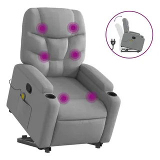 vidaXL Massagesessel mit Aufstehhilfe Hellgrau Stoff
