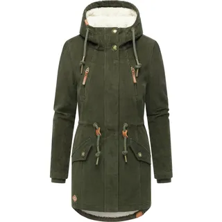 Kurzmantel RAGWEAR "Kurzmantel Ellsie Cordy YOUMODO", Damen, Gr. M, grün (schwarz olive), Obermaterial: 100% Baumwolle CO.  Obermaterial: Futter: 100% Polyester PES. 100% Polyester PES., Mäntel Kurzmantel
