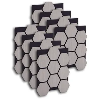 Homestyle4u Akustikpaneel Hexagon Grau 8 Stück , Holz , 62x76x2 cm , Tapeten & Wandverkleidungen, Akustikpaneele