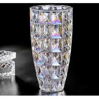 Handbemalte Glasvase in Diamantform, 30 cm hoch, für Zuhause, Esszimmer, Hochzeitstisch, Büro, Urlaub, Party, Tischdekoration (bunt)