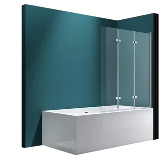 Mai & Mai Duschwand für Badewanne Badewannenwand Badewannenfaltwand 6mm Sicherheitsglas mit NANO-Versiegelung Badewannenaufsatz Badewannentrennwand 130x140cm