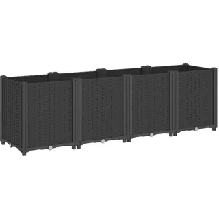 vidaXL Pflanzkübel Schwarz 160/40/53 Cm Pp , Kunststoff , Rechteckig , 40x53x160 cm , Gartenzubehör, Hochbeete