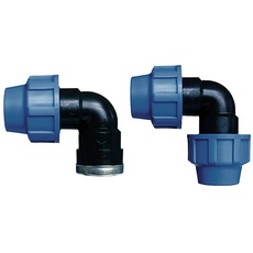 Cornat T610533 Bewässerungssystem Winkel PE-Rohr, Ø 32 mm, 1 Zoll Innengewinde, Polypropylen, für Kaltwasser & T610332 Bewässerungssystem Winkel PE-Rohr, Ø 32 mm, Polypropylen, für Kaltwasser