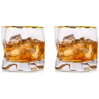 Whiskey Gläser Set Whisky Glas: 2 Stück Edel Rum Tumbler Weingläser Ohne Stiel Männer Papa Scotch Vodka Bourbon Irish Single Rye Malt Whiskey Gin Tonic Cocktail
