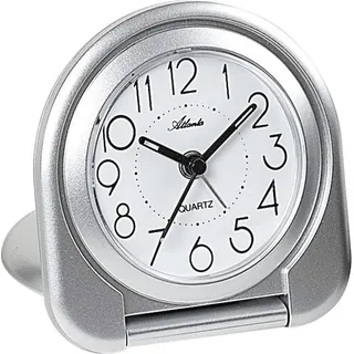 Atlanta 1909/19 Wecker Reisewecker Klappwecker Quarz analog silbern - Silber