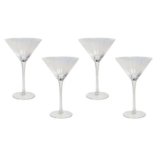 BELIANI Martinigläser 4er Set Transparent Schimmernd Geriffelt 220 ml 22 cl Fassungsvermögen Mundgeblasen Cocktailgläser Glaswaren Gläser - Transparent