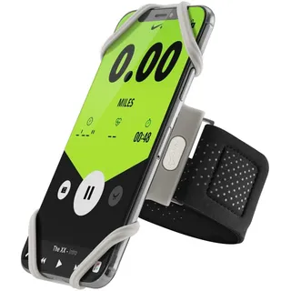 BONE Laufarmband, Sportarmband, iPhone-Halterung zum Laufen, universelles Lauf-Handy-Armband für Apple iPhone 16 15 14 13 12 Pro Max XS XR X Samsung Galaxy (Grau/S, S (20-25cm))