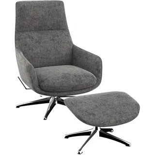 flexlux Drehsessel Marinella Chenille 75 x 103 x 95 cm Grau mit Liegefunktion