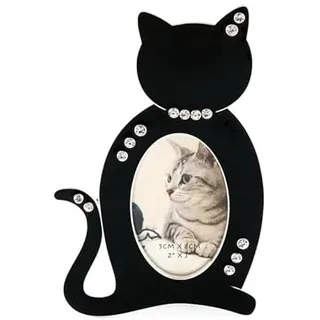 DRW Bilderrahmen, Katze, Schwarz, aus Metall, Foto: 5 x 8 cm