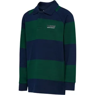 hummel Loose Striped Polo L/S - dress blues, - 122-128 cm