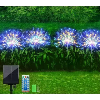Sunlisky Solarlampen für Außen Weihnachtsbeleuchtung Solar für Weihnachtsdeko Garten Aussen, 4-Pack 480LED mit 17 Tasten Fernbedienung IP65 Gartendeko für draußen Led Gartenbeleuchtung Solar(Bunt)