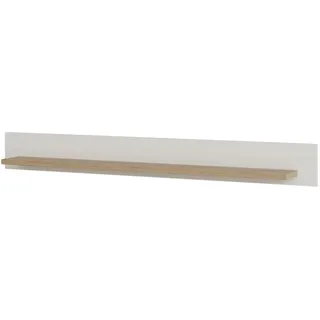Furn.Design Wandboard weiß, Eiche, Wandregal skandinavisch 150 cm, Finnes , Weiß, Eichefarben , Holzwerkstoff , Nachbildung,Eiche , Holz Optik , 150x17x17 cm , FSC Mix , Wohnzimmer, Regale, Wandboards