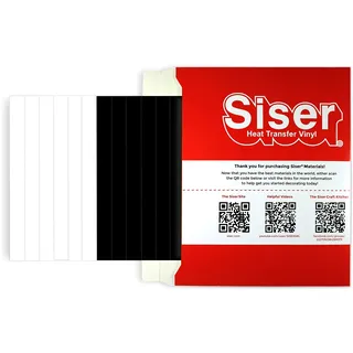 Siser EasyWeed, 12 Blatt 30x30 cm - Weiß/Schwarz, Thermotransfer Vinyl zur Personalisierung von Stoffen, Bastelartikel, zertifiziert nach VeganOk und Öko-Tex Standard 100 Klasse I