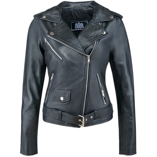 URBAN LEATHER Damen Ur-269 Fashion Lederjacke Perfecto Ladies, Schwarz, 5XL EU