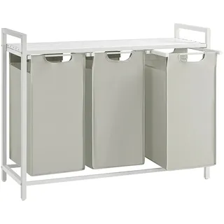 VASAGLE Wäschesammler 3 Fächer und Ablage 92,5 x 33 x 72 cm Weiß