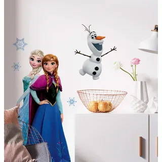 KOMAR Frozen Wandtattoo mit Anna und Elsa - Größe 50 x 70 cm, Disney Wandsticker Kinderzimmer, Eiskönigin, Aufkleber, Dekoration, Mädchen