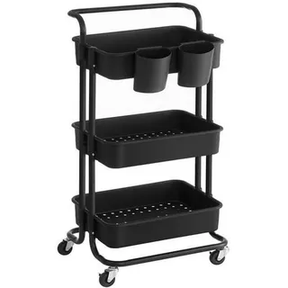 Boxxx Allzweckwagen , Schwarz , Metall , 3 + 2 Einhängefächer Fächer , 41.6x33.5x86.3 cm , Esszimmer, Servierwagen