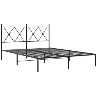 vidaXL Bettgestell mit Kopfteil Metall Schwarz 140x190 cm