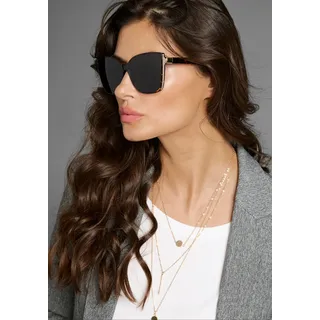 LAURA SCOTT Sonnenbrille LAURA SCOTT, Damen, braun, gemustert, glänzend, kontrastfarbene Details, Sonnenbrillen Sonnenbrille, mit glitzernden und goldfarbenden Details - NEW
