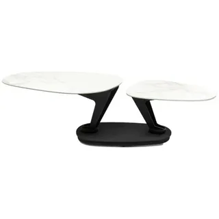 Kare Design Couchtisch Franklin, Weiß, Wohnzimmertisch, Beistelltisch, Stahlgestell, Keramik Nutzfläche, 41x150x60 cm (H/B/T)