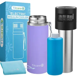 Elektrischer Insulin-Kühler Insulin Kühlbox USB Ladegerät & Bio-Gel von Tilcare - Unbegrenzte Stunden, Großes Fassungsvermögen TSA-genehmigter - Hält bis zu 6 Diabetiker-Pens, Lavendel