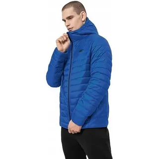4F Herren Steppjacke Daunenjacke Warme Jacke mit Kapuze Winddicht Herbst Winter Blau M
