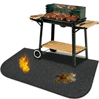 Grillmatte für Gasgrill Bodenschutz 100 x 60 cm | Feuer- und Schmutzabweisend |Grillunterlage Bodenschutzmatte | Grillteppich Outdoor | Grill unterlage Boden | Grillmatte für gasgrill