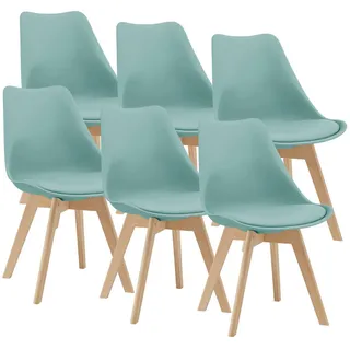 [en.casa] Esszimmerstuhl Fläten Kunstleder grün 6er Set