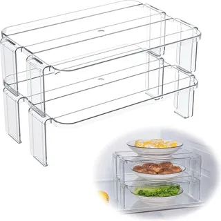 Einsatz für Küchenschrank - Schrankeinsatz Küchenregal Geschirr-Organizer - stapelbarer Küchenorganizer - 2 Stück.