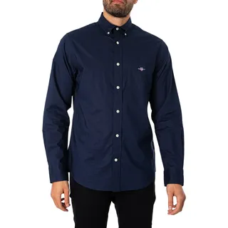 GANT Herren Reg Poplin Shirt Klassisches Hemd, Marine, L EU