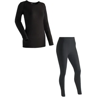 Maier Sports Lena, Damen Wäsche-Set, Thermounterwäsche für kalte Wintertage beim Skifahren oder eisigen Wandertouren, Skiunterwäsche mit dryprotec Technologie, Atmungsaktiv, Schwarz, XS