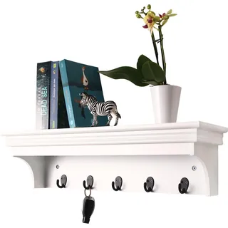 Happyment WandKleiderschrank Diva – 5 Haken – Hängende Kleiderschrank – Massivholz – 60×16×16 cm - Weiß