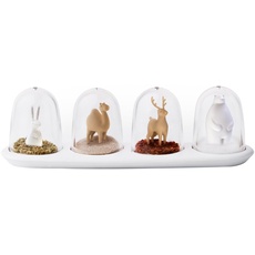 Qualy Animal Parade Gewürzstreuer, Kunststoff, Mehrfarbig, 75 x 243 x 72 mm. Salt and Pepper Set, Salt and Pepper Shakers, Salt and Pepper Shakers Set 4pcs, Spice Shaker for Kitchen