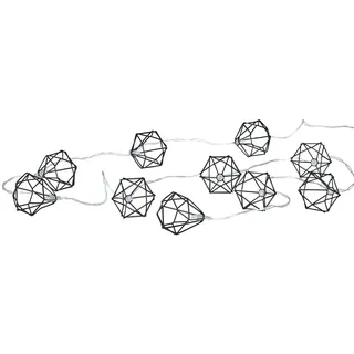 levandeo 10er Lichterkette LED Metall Schwarz Polygon Diamant Timer-Funktion Licht Beleuchtung Deko Industrial - Schwarz