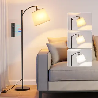 Miootly Stehlampe Wohnzimmer mit Fernbedienung, Dimmbare Bogenlampe mit Fußschalter, 3 Farbtemperaturen Stehlampe für Wohnzimmer, Schlafzimmer, Büro
