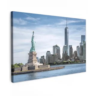 MuchoWow Leinwandbild New York - Freiheitsstatue - Wasser Gemälde 60x40 cm , Textil , Rechteckig , 60x40 cm , FSC 100% , gerahmt , Bilder & Rahmen, Bilder, Leinwandbilder