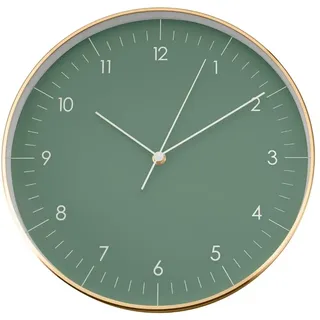 LUUK LIFESTYLE Moderne Quarz Wanduhr, Geräuschlos, 31cm, Dunkelgrün | geräuschlos, mit Sekundenzeiger, in skandinavischem Design, Deko für Büro, Küche, Flur, Esszimmer, Geschenkidee